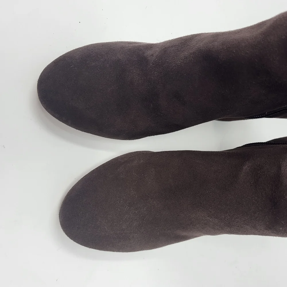 Nine West Women Size 7M Brown Leather Suede Heeled‎ Ankle Boot Booties Whynot